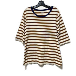 Duluth Trading Womens Tee Half Sleeve Brown Blue Striped Top XL
